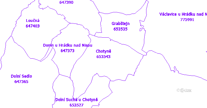 Katastrální mapa Chotyně