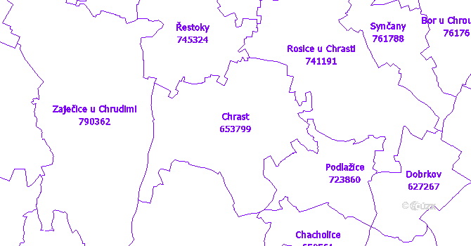 Katastrální mapa Chrast - přehledová mapa katastrálního území