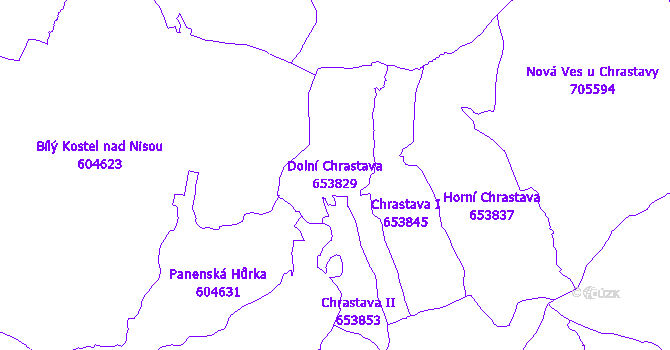 Katastrální mapa Dolní Chrastava - přehledová mapa katastrálního území