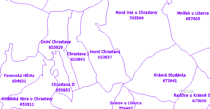 Katastrální mapa Horní Chrastava - přehledová mapa katastrálního území