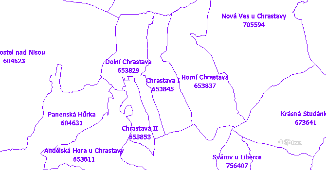 Katastrální mapa Chrastava I - přehledová mapa katastrálního území