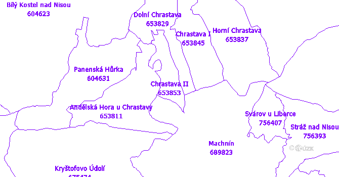 Katastrální mapa Chrastava II - přehledová mapa katastrálního území