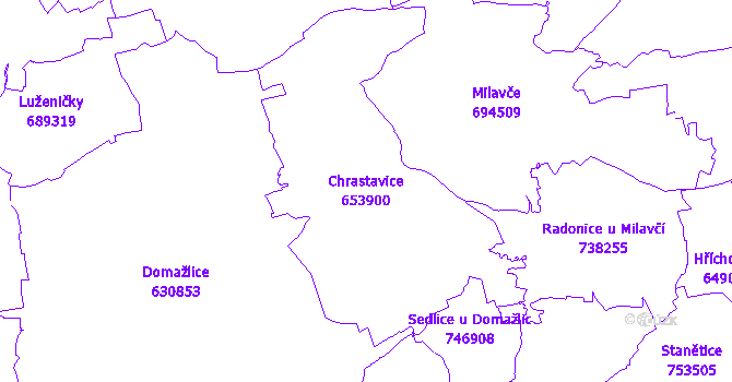 Katastrální mapa Chrastavice - přehledová mapa katastrálního území