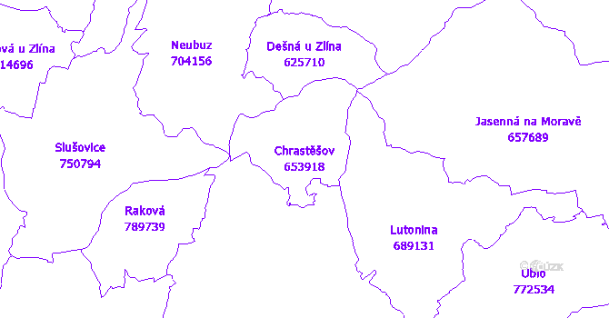 Katastrální mapa Chrastěšov - přehledová mapa katastrálního území