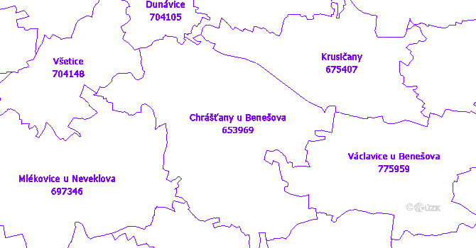 Katastrální mapa Chrášťany u Benešova - přehledová mapa katastrálního území