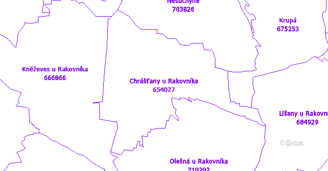 Katastrální mapa Chrášťany u Rakovníka - přehledová mapa katastrálního území
