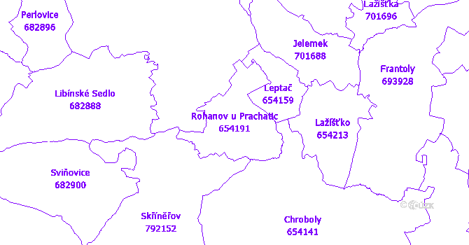 Katastrální mapa Rohanov u Prachatic - přehledová mapa katastrálního území