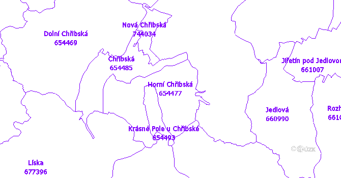 Katastrální mapa Horní Chřibská - přehledová mapa katastrálního území