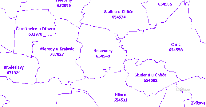Katastrální mapa Holovousy - přehledová mapa katastrálního území