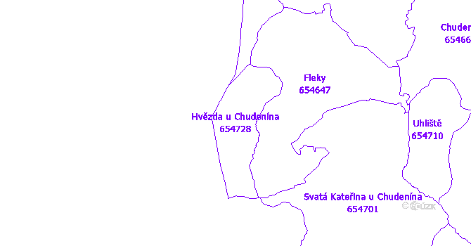 Katastrální mapa Hvězda u Chudenína - přehledová mapa katastrálního území