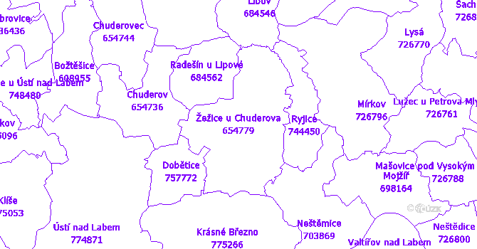Katastrální mapa Žežice u Chuderova - přehledová mapa katastrálního území