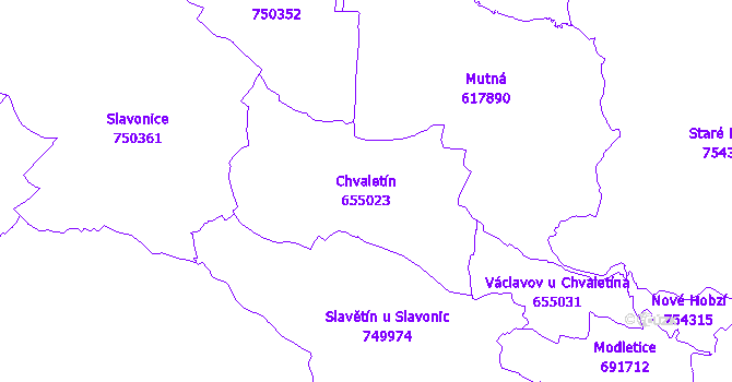 Katastrální mapa Chvaletín - přehledová mapa katastrálního území