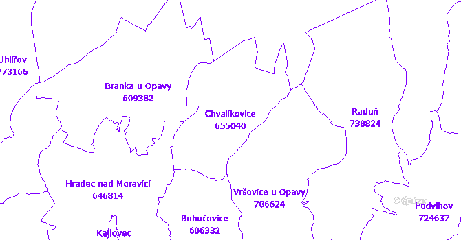Katastrální mapa Chvalíkovice