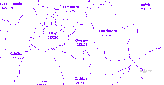 Katastrální mapa Chvalnov