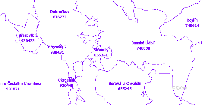 Katastrální mapa Střemily