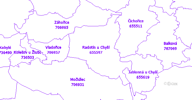 Katastrální mapa Radotín u Chyší