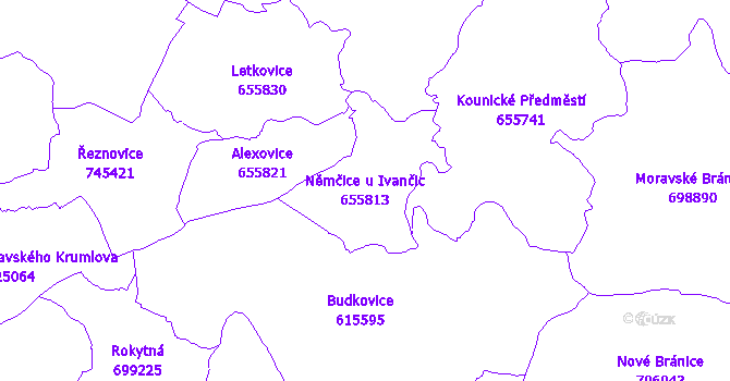 Katastrální mapa Němčice u Ivančic - přehledová mapa katastrálního území