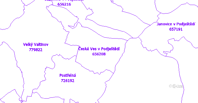 Katastrální mapa Česká Ves v Podještědí - přehledová mapa katastrálního území