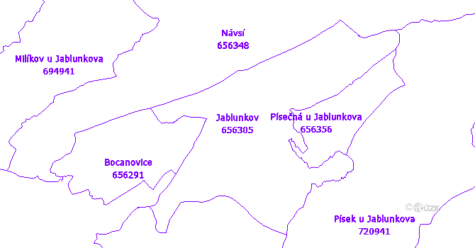 Katastrální mapa Jablunkov - přehledová mapa katastrálního území