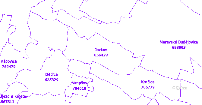 Katastrální mapa Jackov - přehledová mapa katastrálního území