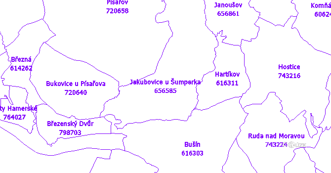 Katastrální mapa Jakubovice u Šumperka