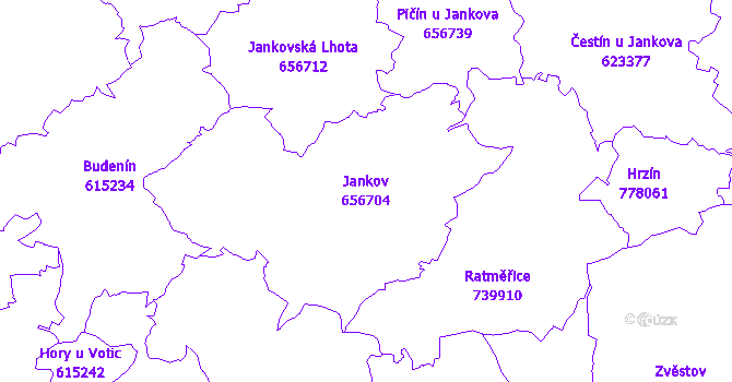 Katastrální mapa Jankov - přehledová mapa katastrálního území