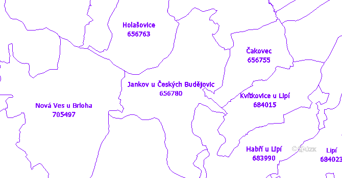 Katastrální mapa Jankov u Českých Budějovic - přehledová mapa katastrálního území
