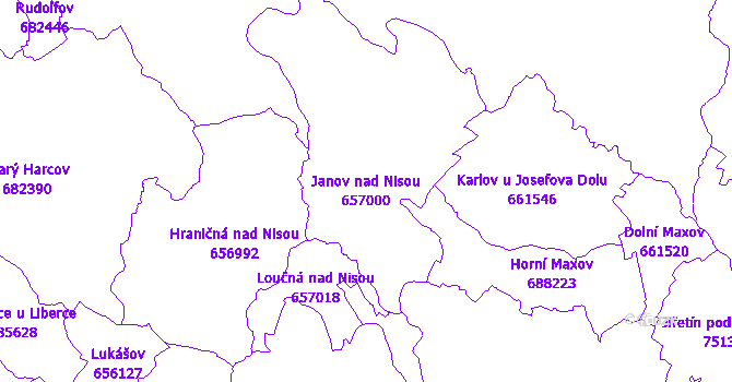 Katastrální mapa Janov nad Nisou - přehledová mapa katastrálního území