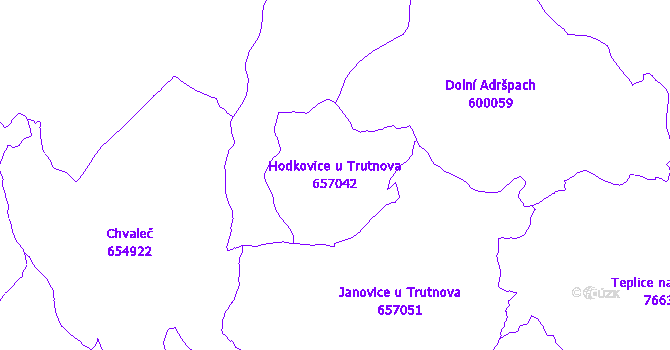 Katastrální mapa Hodkovice u Trutnova - přehledová mapa katastrálního území