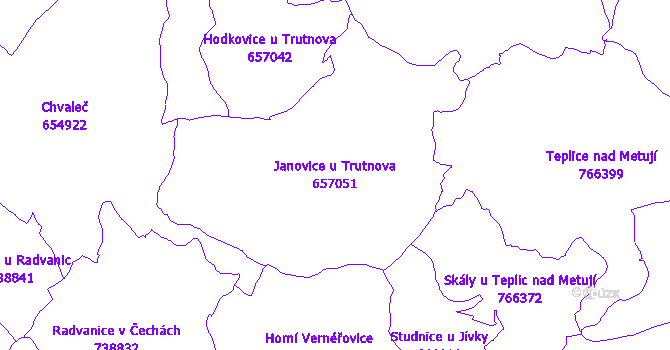 Katastrální mapa Janovice u Trutnova - přehledová mapa katastrálního území