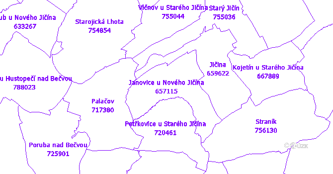 Katastrální mapa Janovice u Nového Jičína - přehledová mapa katastrálního území