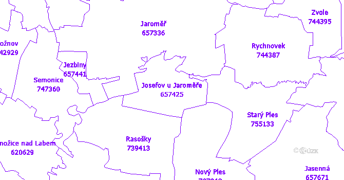Katastrální mapa Josefov u Jaroměře