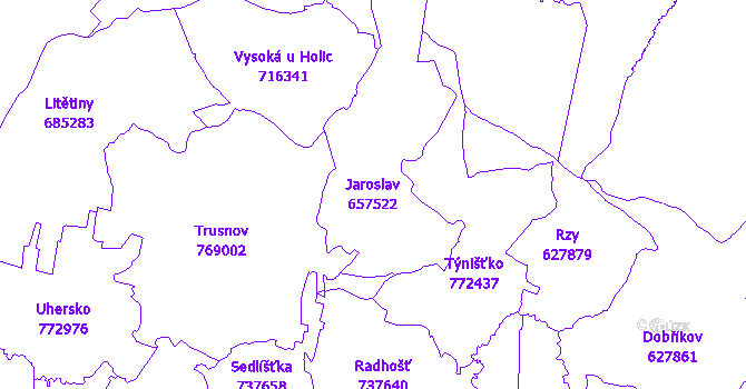 Katastrální mapa Jaroslav - přehledová mapa katastrálního území