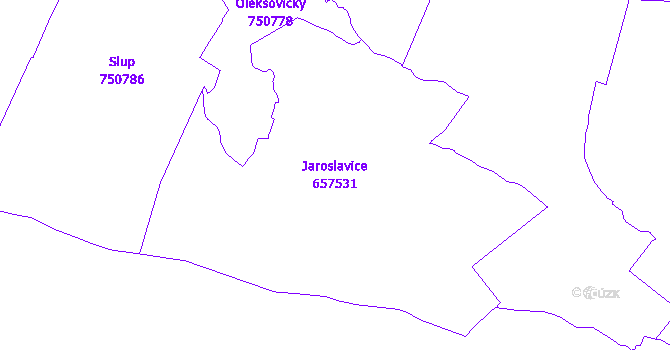 Katastrální mapa Jaroslavice - přehledová mapa katastrálního území