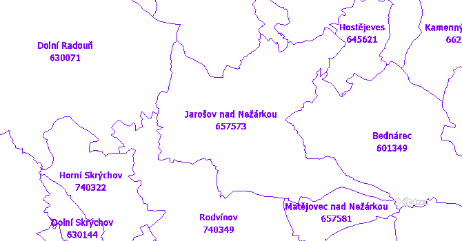 Katastrální mapa Jarošov nad Nežárkou - přehledová mapa katastrálního území