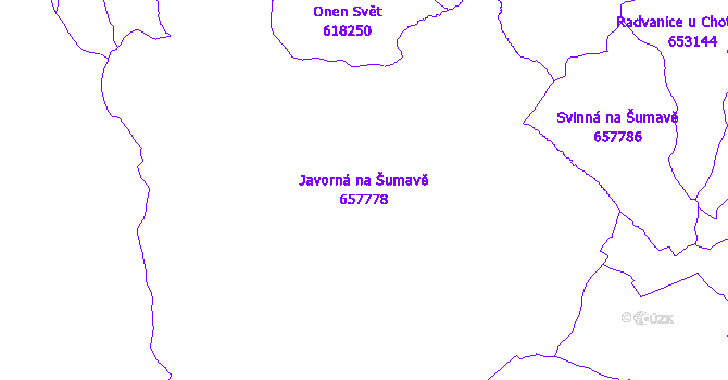 Katastrální mapa Javorná na Šumavě - přehledová mapa katastrálního území