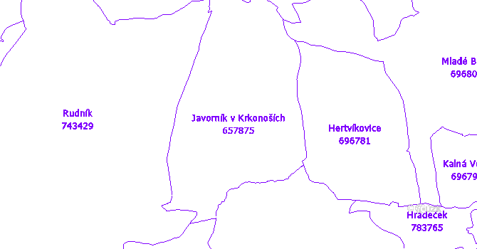 Katastrální mapa Javorník v Krkonoších - přehledová mapa katastrálního území