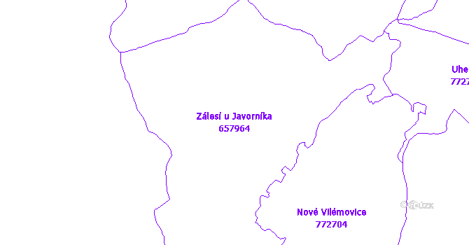 Katastrální mapa Zálesí u Javorníka - přehledová mapa katastrálního území