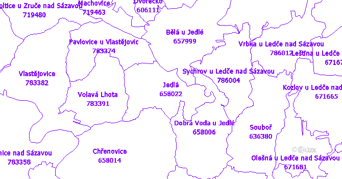 Katastrální mapa Jedlá - přehledová mapa katastrálního území