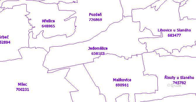 Katastrální mapa Jedomělice - přehledová mapa katastrálního území