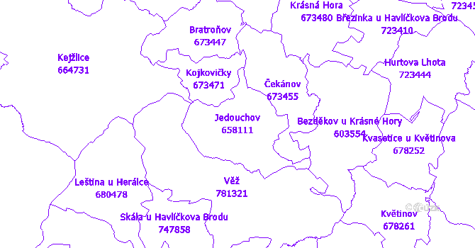 Katastrální mapa Jedouchov - přehledová mapa katastrálního území