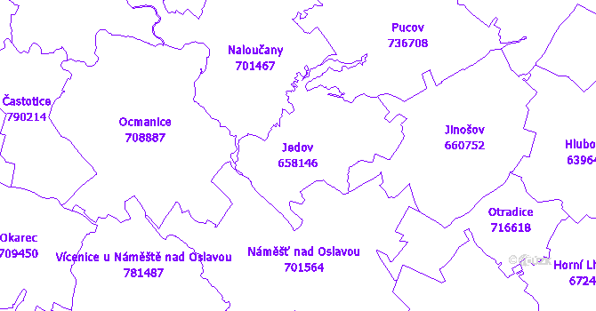 Katastrální mapa Jedov - přehledová mapa katastrálního území