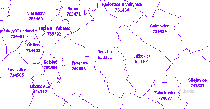 Katastrální mapa Jenčice