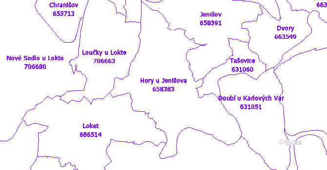 Katastrální mapa Hory u Jenišova - přehledová mapa katastrálního území