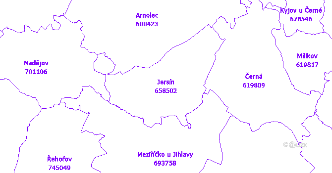 Katastrální mapa Jersín
