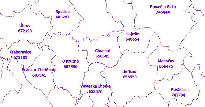Katastrální mapa Chuchel