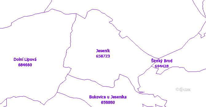 Katastrální mapa Jeseník - přehledová mapa katastrálního území