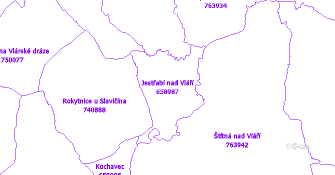 Katastrální mapa Jestřabí nad Vláří - přehledová mapa katastrálního území