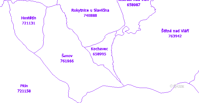 Katastrální mapa Kochavec - přehledová mapa katastrálního území