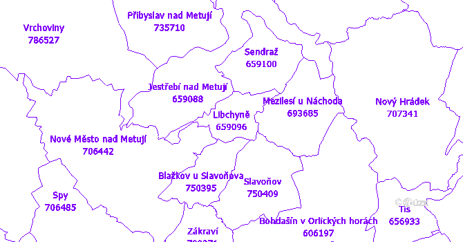Katastrální mapa Libchyně